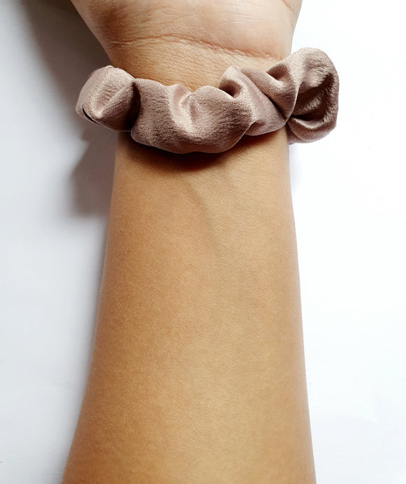Mini Brown silk satin Scrunchie - The Beauty Regime - South African K Beauty and skincare online store!